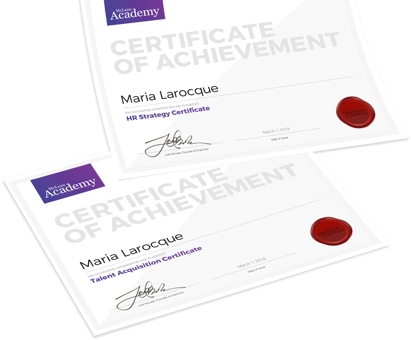 McLean Academy Certificates