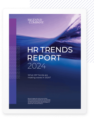 iPad mockup displaying HR Trends Report 2024